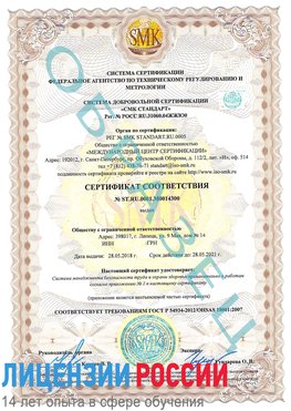 Образец сертификата соответствия Зерноград Сертификат OHSAS 18001